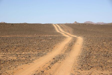 Trail in Libyan desertの写真素材
