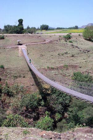 Suspension bridge in Ethiopiaの写真素材