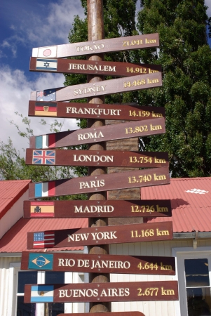 Road signs in Patagoniaの写真素材