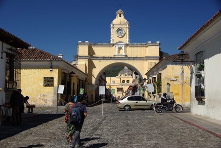 Street in Antigua, Guatemalaの写真素材