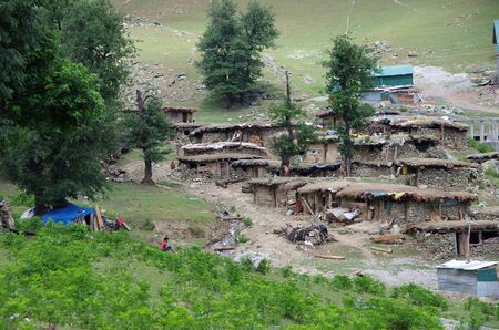 Nomadic village in Sonamarg in Kashmir, Indiaの写真素材