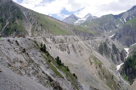 Landscape between Sonamarg and Kargil in Ladakh, Indiaの写真素材