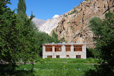 Traditional house in Ladakh, Indiaの写真素材