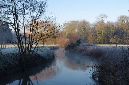 Rural landscape in winter near Paris in Franceの写真素材