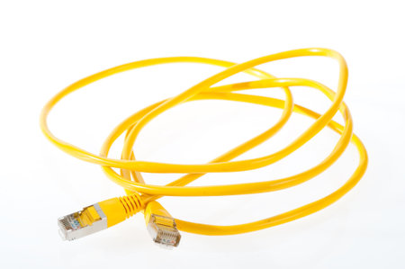 cable for network in yellow on a white background