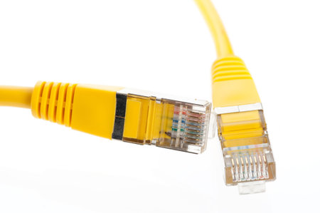 cable for network in yellow on a white background
