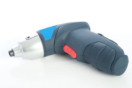 cordless electric screwdriver on a white backgroundの写真素材