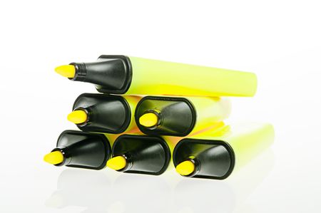 Close-up of neon textmarkerの写真素材