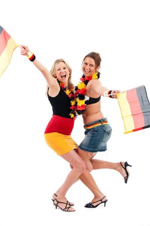 Sexy young soccer fan in the German national colors to cheer their fansの写真素材