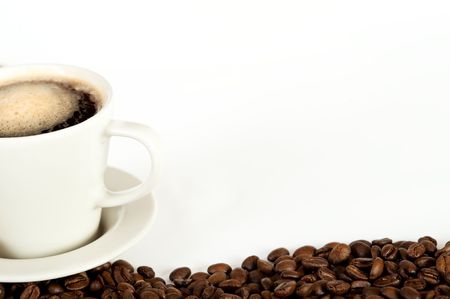 A cup of fresh coffee beansの写真素材