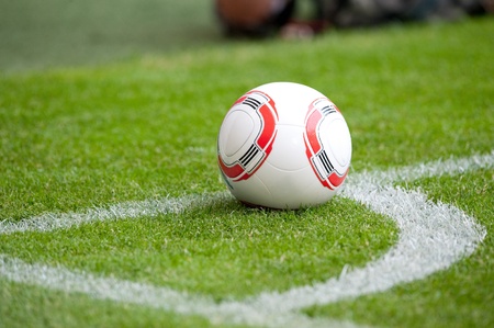 one ball on the soccer fieldの写真素材