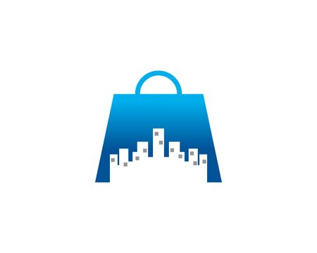 Shopping bag with city icon.のイラスト素材
