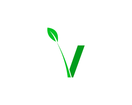 Letter V Green Leaf Logo Design Elementのイラスト素材