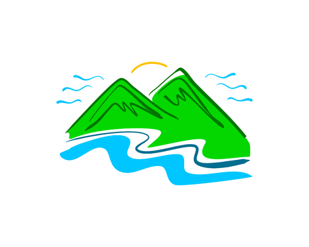 Hand drawn mountain logoのイラスト素材