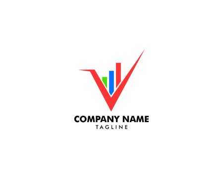 V Letter Business Stats Logo Design Elementのイラスト素材