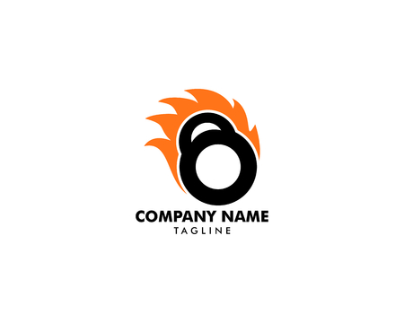 Kettle Bell Fire Logo Icon Design, Gym Logoのイラスト素材