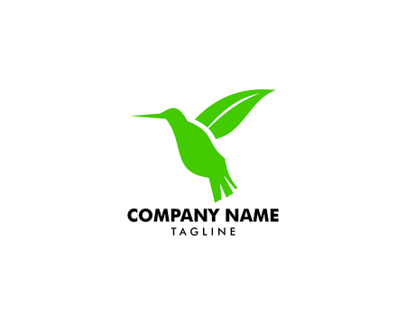 Hummingbird green leaf logo icon designs vector illustrationのイラスト素材