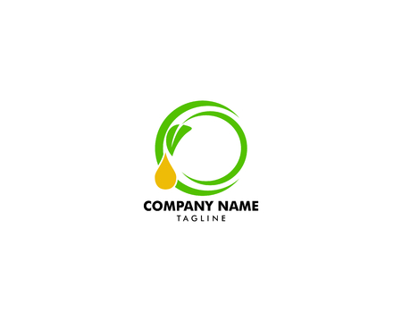 Essential oil logo design, Natural oil with fresh herbs vector designのイラスト素材