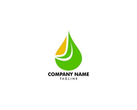 Essential oil logo design, Natural oil with fresh herbs vector designのイラスト素材