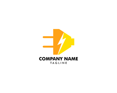 Electrical plug and thunderbolt vector logo designのイラスト素材
