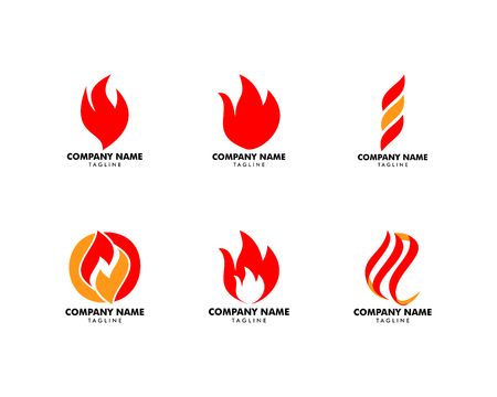 Set of Fire Flame Logo design vector templateのイラスト素材