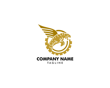 Tiger with wings vector logo design templateのイラスト素材