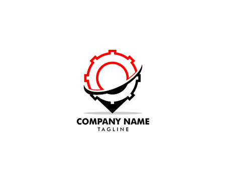 Gear pin location logo templateのイラスト素材