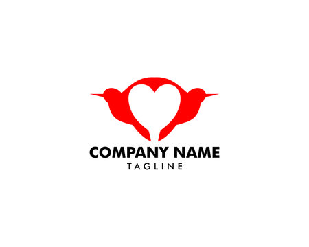 Bird heart love logo designのイラスト素材