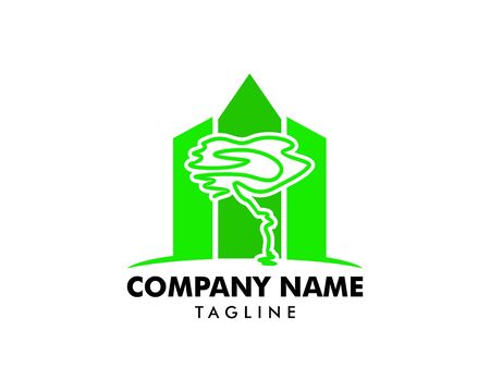 Green city logo,vector logo of tree with city landscape shapeのイラスト素材