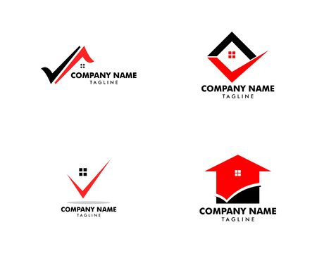 Set of Check Mark Real Estate Logo Templateのイラスト素材