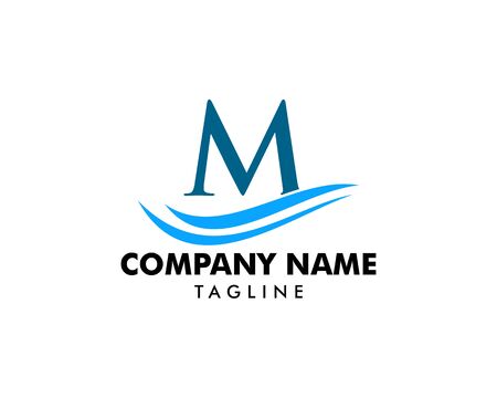 Initial Letter M Logo With Ocean Wavesのイラスト素材