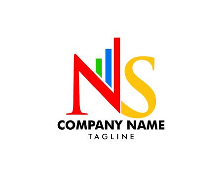 Bar Chart Initial Letter NS Logo Designのイラスト素材