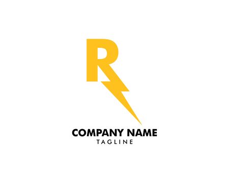 Letter R thunder bolt design logoのイラスト素材