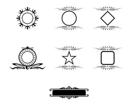 Set of black vintage frames design elementsのイラスト素材