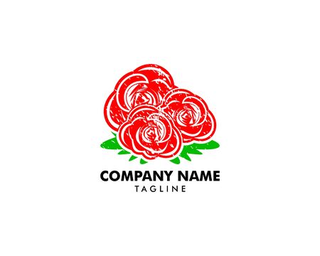 Red rose logo template Vector illustrationのイラスト素材