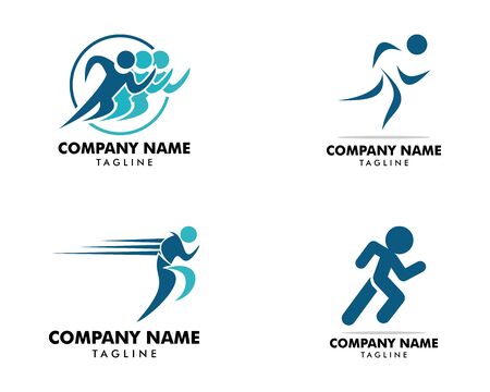 Set of Human running vector logo characterのイラスト素材
