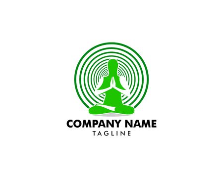 Yoga pose vector logo design templateのイラスト素材