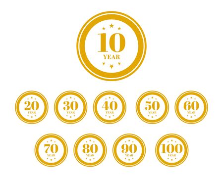 Set of Vintage Anniversary Badges Years Celebrationのイラスト素材