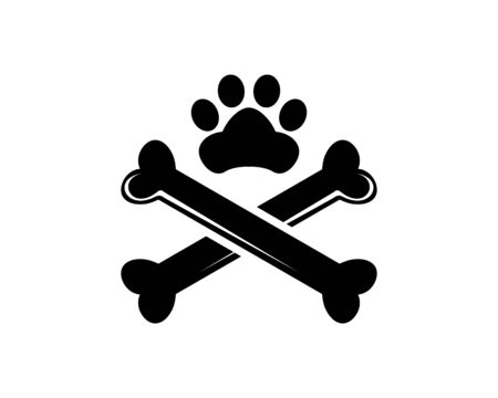 Paw Print Pet and Bone Icon Vector Logo Template Illustration Designのイラスト素材