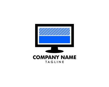 Computer PC Monitor Cover Logo Design Template, Computer Logo Design Templateのイラスト素材