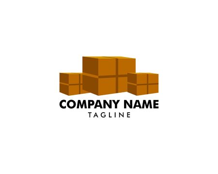 Cardboard Box Design Logo Template Vector Illustrationのイラスト素材