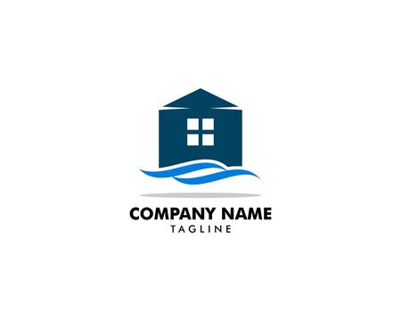 Beach house logo design templateのイラスト素材