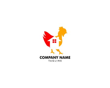 Chicken farm house logo design vector illustration, Chicken coop logoのイラスト素材
