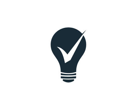 Light Bulb Check Mark Icon Vector Logo Template Illustration Designのイラスト素材