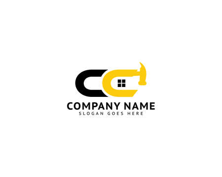 Initial Letter CC Hammer Logo Design for Construction, Manufacture and Repairingのイラスト素材