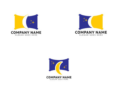 Set of Pillow and Crescent Night Sleep Logo Template Designのイラスト素材