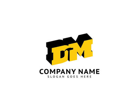 Initial Letter DM Hammer Logo Design for Construction, Manufacture and Repairingのイラスト素材