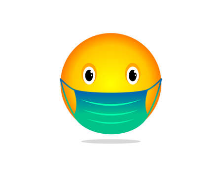 Vector illustration of emoticon wearing medical maskのイラスト素材
