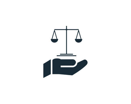 Law Office Logo Template, Hand and Scale of Justice Icon Vector Logo Template Illustration Designのイラスト素材