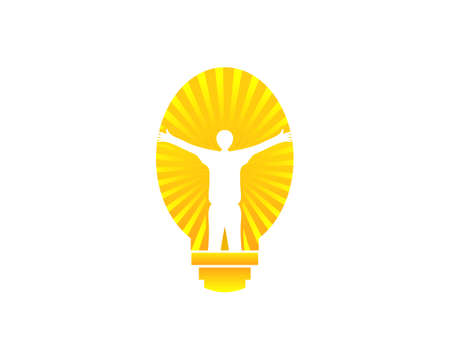 Creative People Logo with Light Bulb Concept Vectorのイラスト素材